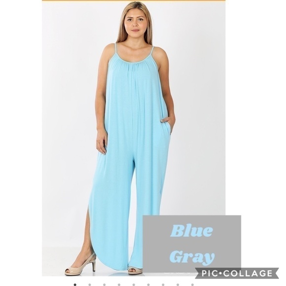 Curvy Plus: Smokey Blue 1 Piece Jumper - Picture 3 of 6